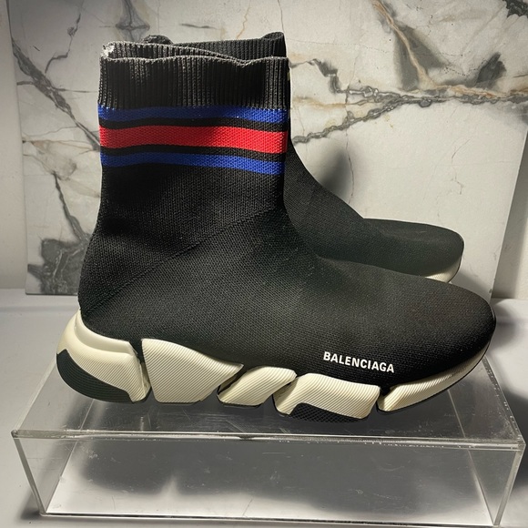 Balenciaga women’s speed 2.OLT stripe sock Snearkers sz 9 - Picture 2 of 16